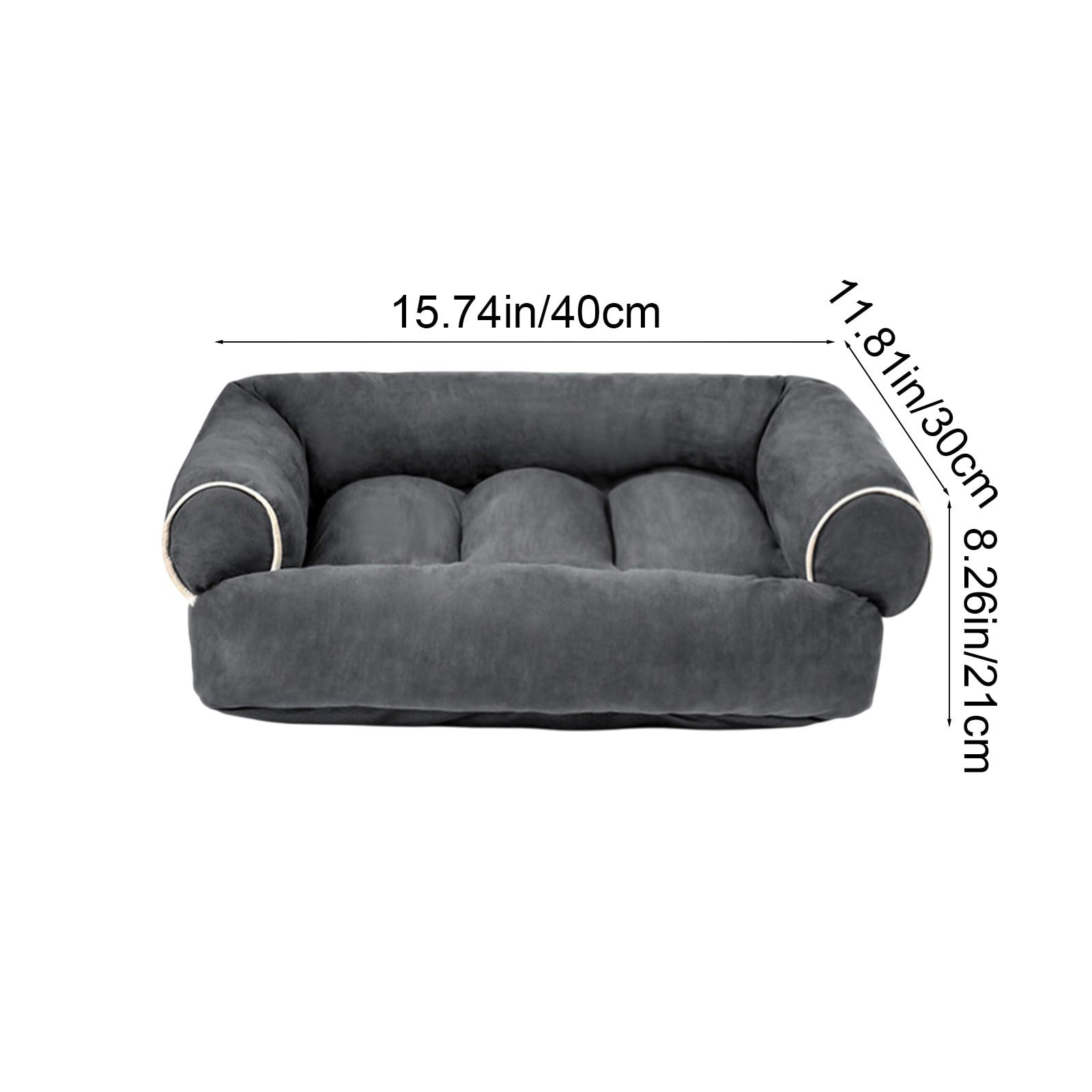 Suede Orthopedic Dog Bed for Small to Medium Dogs, Soft Pet Couch Bed with Sides, Non-Slip Bottom, Dark Gray