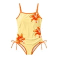thumbnail image 6 of EliteGoogv One Piece Swimsuit For Girls Solid Color Contrast Trim Bathing Suit Summer Beach Pool Vacation Swimwear Yellow, 6 of 6