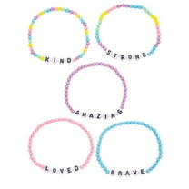 Wonder Nation Girls Positive Affirmations Beaded Stretch Bracelet Set, 5 Pieces