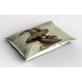 thumbnail image 2 of Ambesonne Fantasy Pillow Sham 2 Pack, Geisha with Huge Dragon, 30"x20", Olive Green Eggshell, 2 of 3