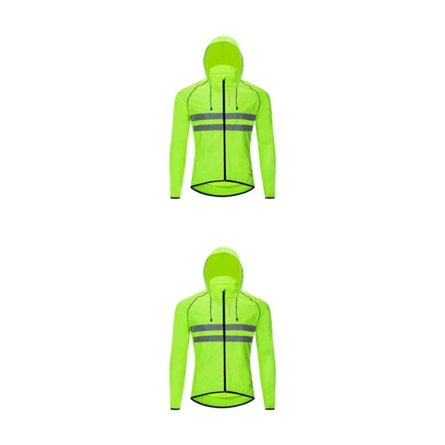 Sonducket Chaqueta de ciclismo, abrigo de bicicleta, cortavientos con capucha, reflectante, resistente al viento, impermeable, manga larga, Verde 4XL/EUR 3XL 2piezas
