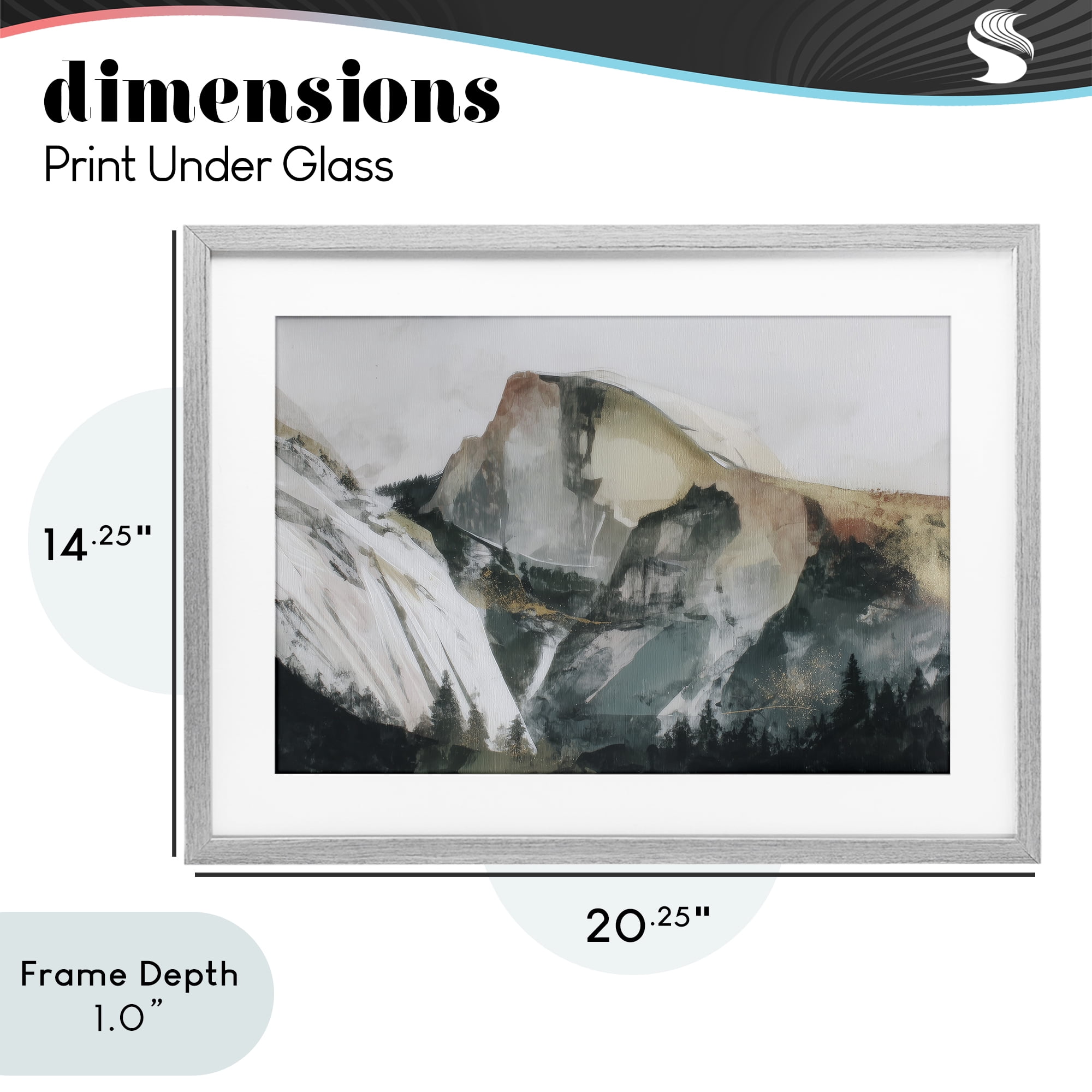 Stupell Industries Abstract Sierra Nevada Mountain Gray Framed Print Under Glass, design by Chromatic Storm Studio
