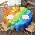 thumbnail image 3 of Rainbow Tie Dye Wave Pattern Round Tablecloth 60"x60",Wrinkle Wipeable Table Cloth for Kitchen Dining Room Picnic Patio Party, 3 of 6