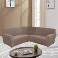 thumbnail image 3 of SHANNA Velvet L Shape 5 Seater Sofa Cover, L Shape Couch Covers Corner Sectional Couch Sofa Slipcover Furniture Protector, Taupe, 3 of 10
