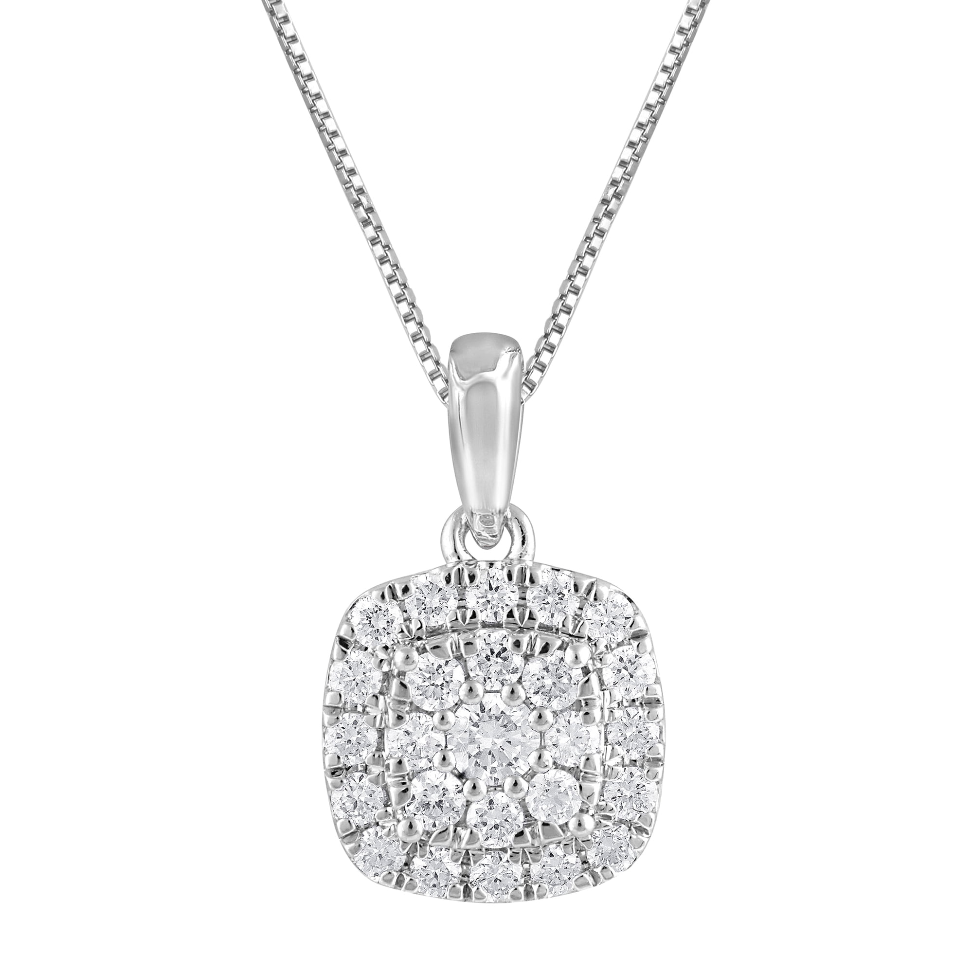 Unique Moments 1/3 Ct Lab-Grown Diamonds Cluster Pendant Necklace in Silver for Women (J, SI-I1)