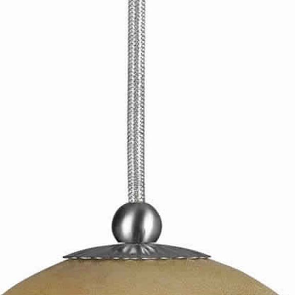 Bell Design Glass Shade Pendant Lighting with Cord, Beige and Silver