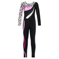 thumbnail image 2 of iixpin Kids Girls Rhinestone Long Sleeve Gymnastic Leotard with Athletic Leggings Dance Skating Costume Tracksuit Leopard&Hot Pink 6, 2 of 6