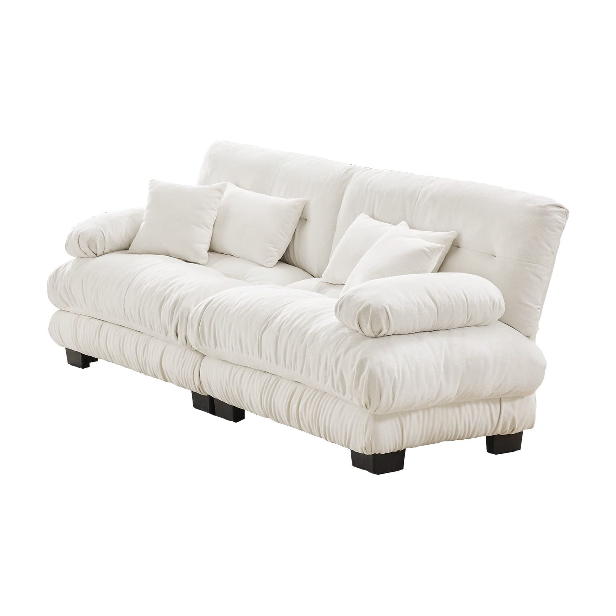 Gewnee White Chenille Cloud Couch 2 Seater Sofa for Living Room, Chenille 2 - Seat sofa with 2 Lumbar pillows and 2 throw pillows,