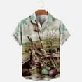 thumbnail image 4 of Hawaiian T-shirts for Men- Easter Rabbit Short Sleeve Beach Tops Bunny Printed Lapel Loose Tops Tops with Pocket, #10, Child-160, 4 of 8