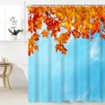 thumbnail image 2 of Fall Maple Leaves Shower Curtain Autumn Gold Yellow Leaf Blue Sky Natural Scenery Bath Curtain Festival Seasonal Bathroom Decor Fabric Farmhouse Shower Curtain Sets with Hooks, 72x72 Inch, 2 of 6