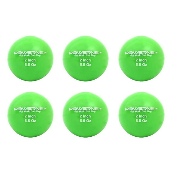 PowerNet 2" Micro Weighted Hitting Batting Training Ball (6 Pack) 5.5 Oz Green