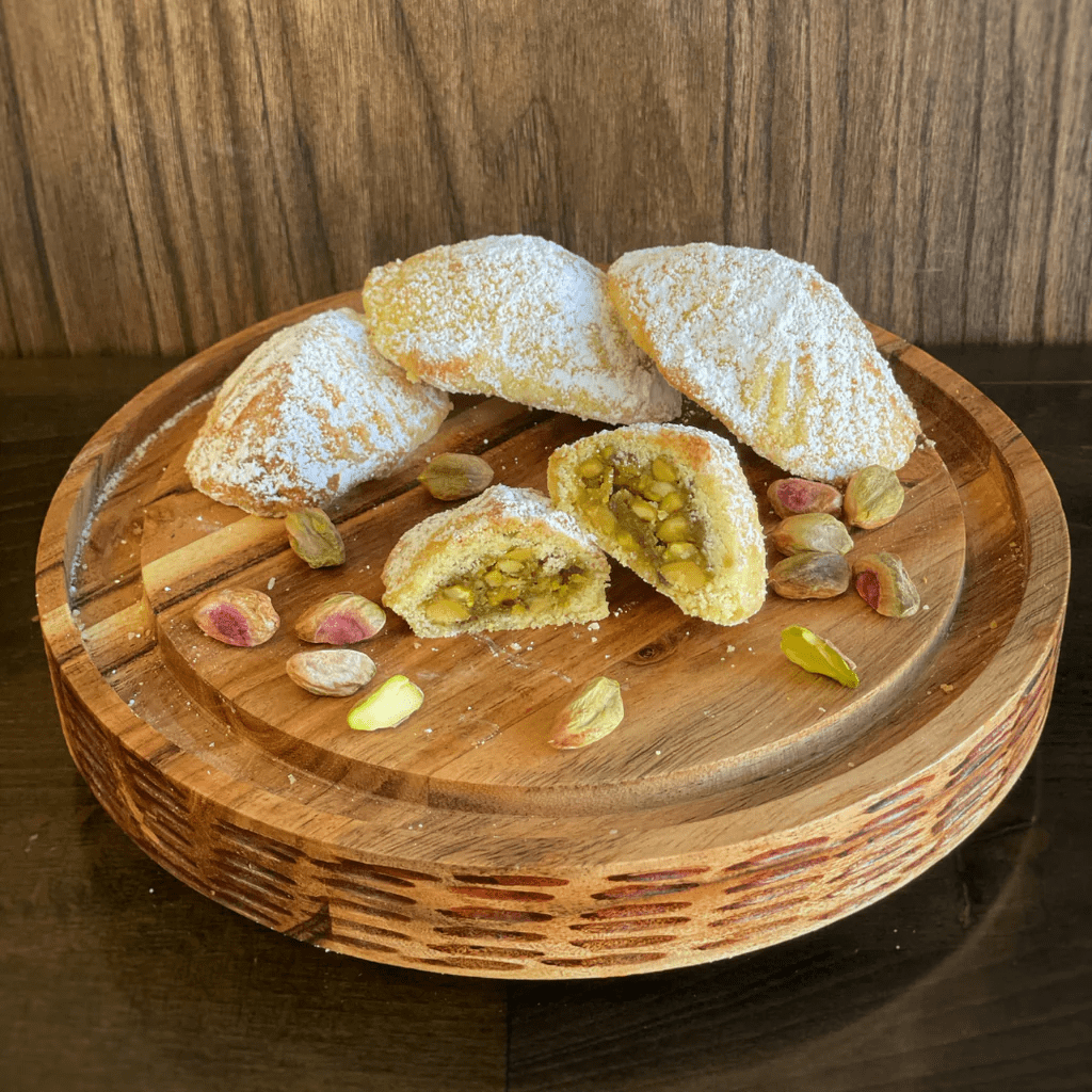 Pistachio Stuffed Maamoul Cookies, Freshly Baked Handmade - 12 Pieces Individually Wrapped