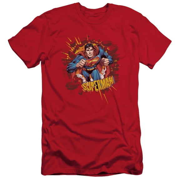 Superman Sorry About The Wall Adult 30/1 T-Shirt Red
