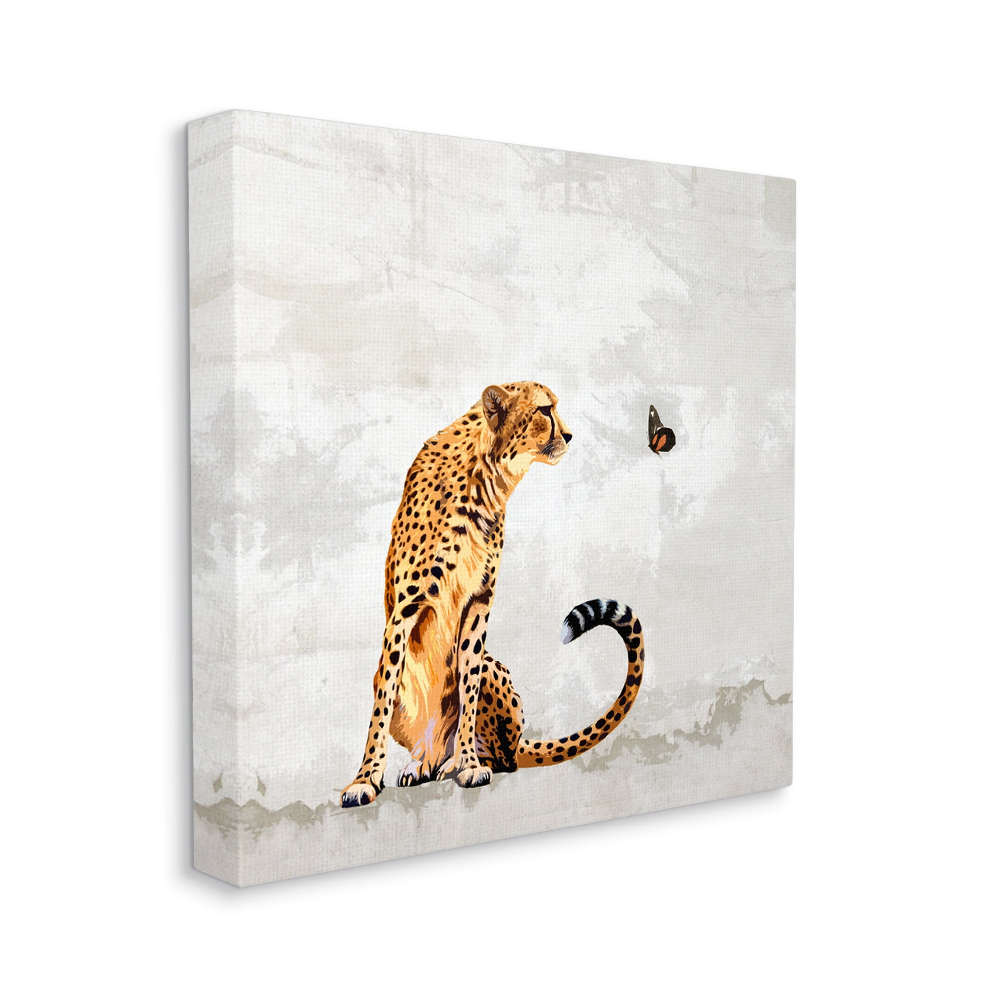 Stupell Cheetah & Butterfly Abstract Nature Animals & Insects Painting Gallery Wrapped Canvas Print Wall Art