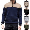 thumbnail image 6 of Chiccall Men's Mock Neck Sweatshirts Casual Colorblock Quarter Zip Quilted Sweatshirt Pullover, 6 of 6