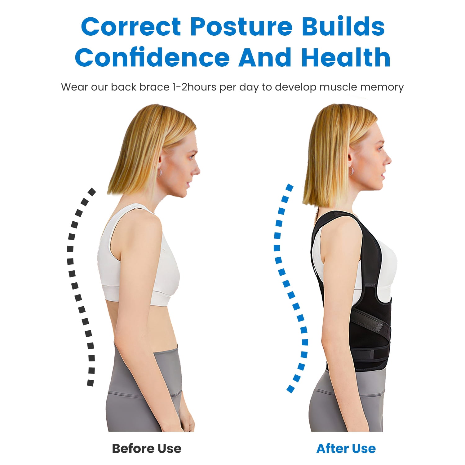 Imountek Posture Corrector for Women Men, Adjustable Back Brace for Hunchback Correction , Invisible Under Clothes