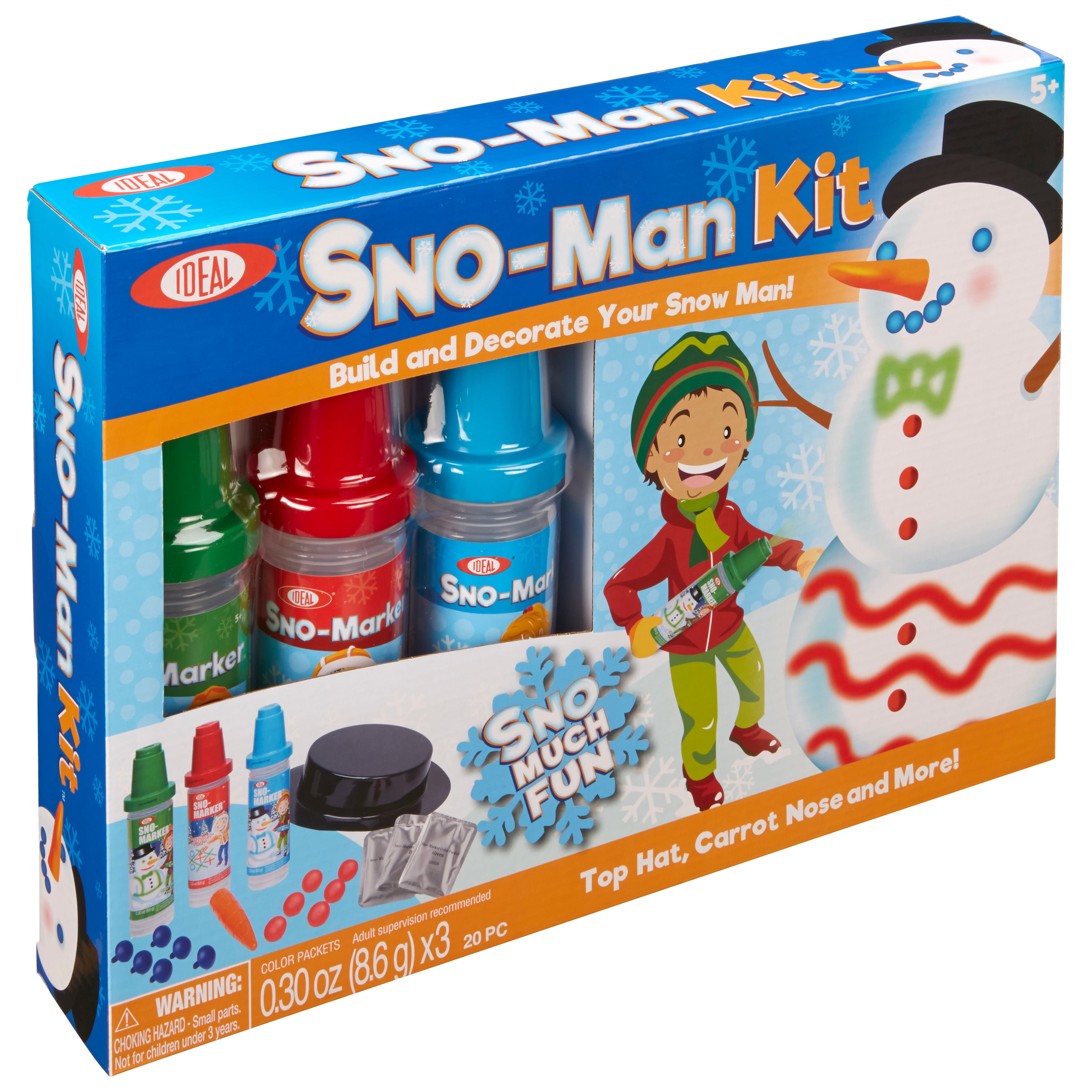 Snow Man Decorating Kit Hat Nose Markers Sno Much Fun Sno-Man Kit Buttons 