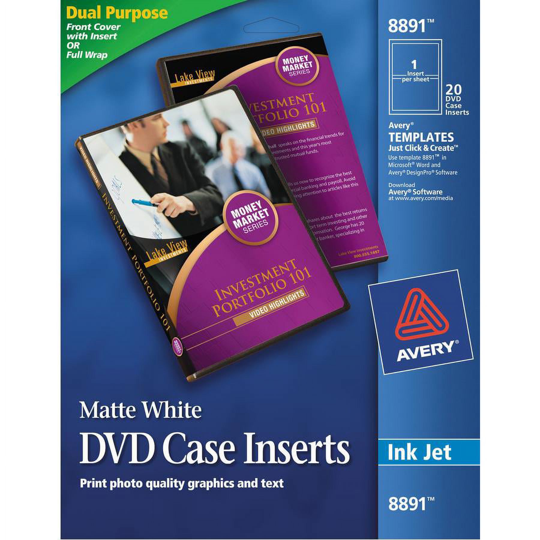 Avery Matte White DVD Case Inserts, 20 Inserts (8891) - image 2 of 3