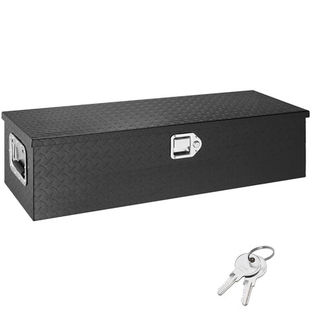 Durable Diamond Plate Aluminum Tool Box with Lock Side Handles for Pickup Trucks RV&Trailer Storage 39x13x10 Inches Black