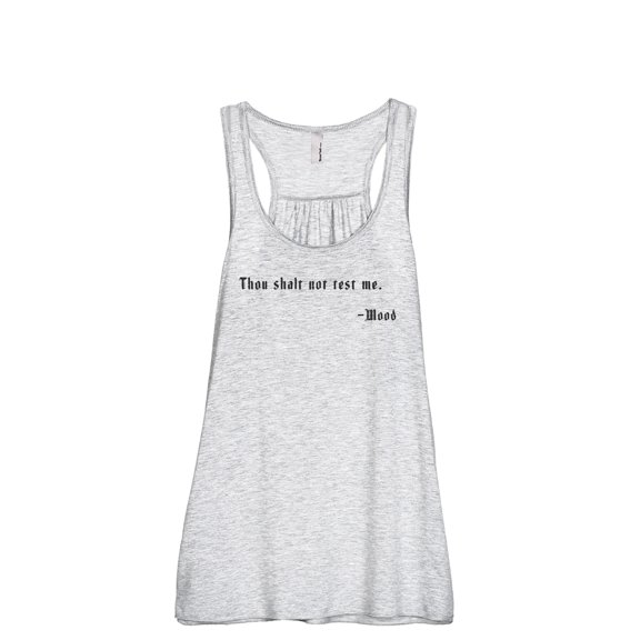 Thou Shalt Not Test Me Women's Fashion Sleeveless Flowy Racerback Workout Yoga Tank Top Sport Grey Medium
