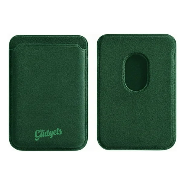 Cartera Wallet Alcantara Gamuza Suave Para Iphone Magsafe Gris Verde.