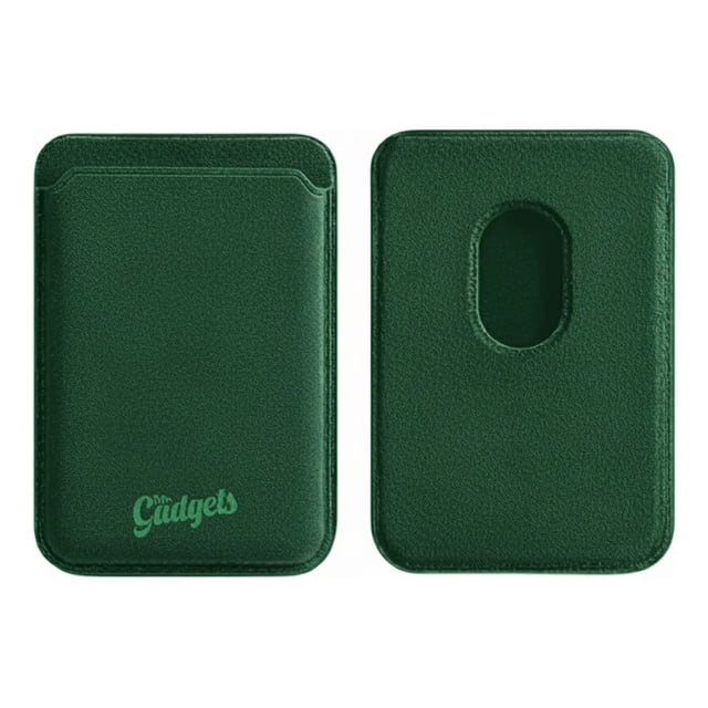 Cartera Wallet Alcantara Gamuza Suave Para Iphone Magsafe Gris Verde.