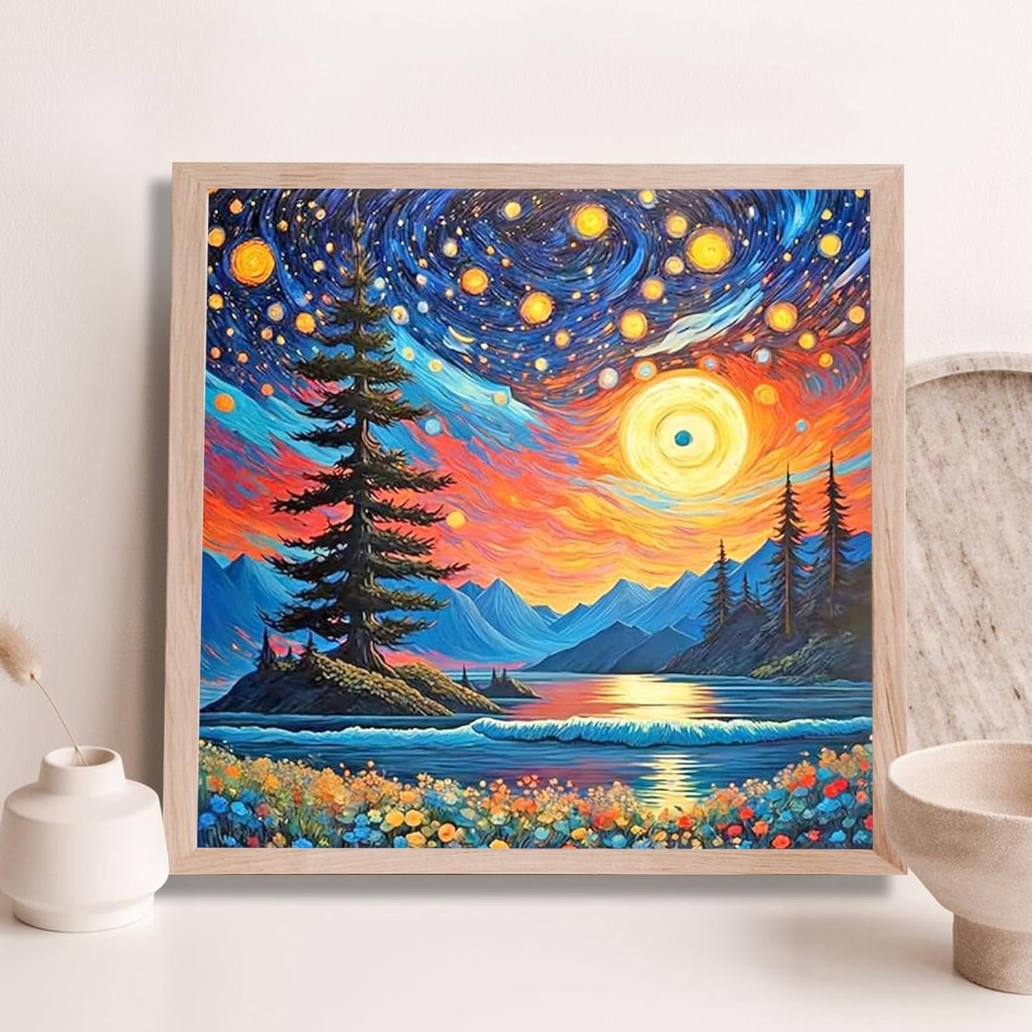 Digital Paint by Numbers Kit for Adults, DIY Oil Painting on Canvas Art Home Decor , Adult Beginner Paint by Number Kits 16x20 Inch，Without frame,Landscape