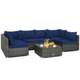 thumbnail image 3 of Costway 7PCS Patio Rattan Furniture Set Sectional Sofa Cushioned Garden Navy, 3 of 9