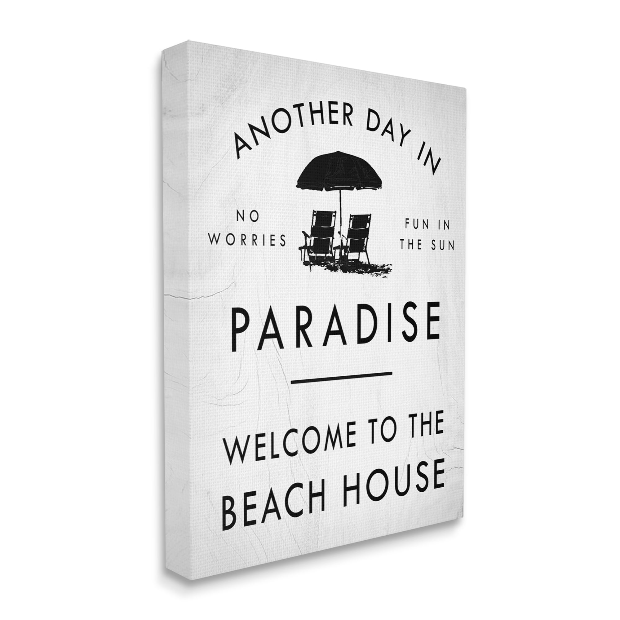 Stupell Industries Another Day In Paradise Beach House Sign Umbrella, 16 x 20, Design by Daphne Polselli