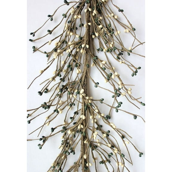 EV-C11 Primitive Pip Berry Garland in Hunter Green and Cream Color - 5 foot / 60 inches Length, Spring Color Garland, Home Décor, Wedding, Fireplace, Kitchen and Dining Table Décor