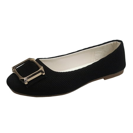 

Women Square Buckle Flat Shoes Slip On Shallow Mouth Simple Single Shoes Casual Shoes Work Shoes Coconuts Sandals for Women Sandal Heels for Women Size 8