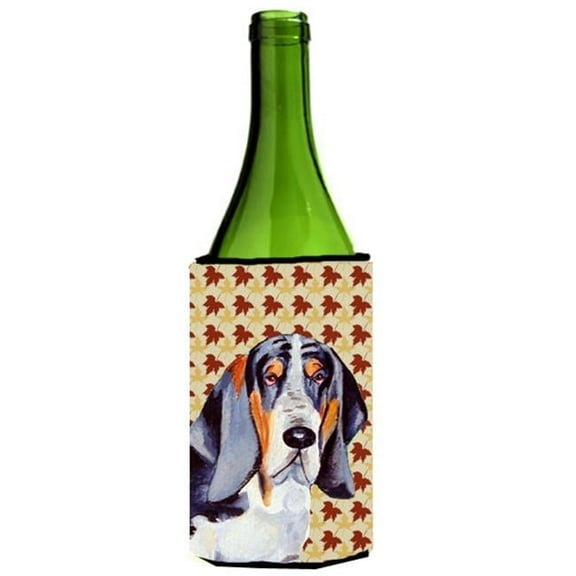 Basset Hound Fall Leaves Portrait Wine Bottle Hugger