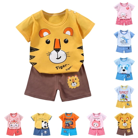 Nwiuh Toddler Baby Boy Clothes Outfits Short Summer Sleeve Letters Printed Shirt Shorts Sets 2PC Little Boy Clothing (18-24 Months, Orange)