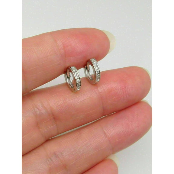 1.50Ct Round Cut Diamonds Higgie Hoop Dainty Women's Earrings 14k White Gold Finish Silver