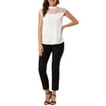 thumbnail image 2 of INSPIRE CHIC Women's Mesh Panel Top Round Neck Keyhole Sleeveless Blouse White M, 2 of 6