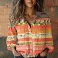 thumbnail image 2 of Womens Shirts Cotton Print Button Down Long Sleeve Spring Summer T Shirts for Women Orange 2Xl, 2 of 7