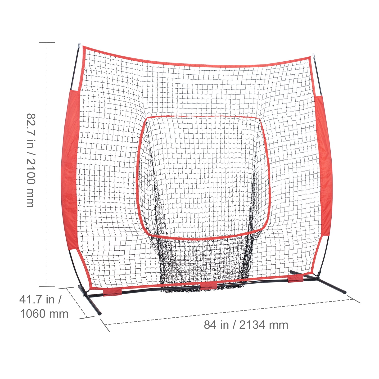 KFFKFF 7x7 ft Net for Baseball and Softball Practice, Mobile Training Equipment for Batting, Catching, and Pitching, Baseball Backstop Training Tools with Transport Bag and Strike Zone
