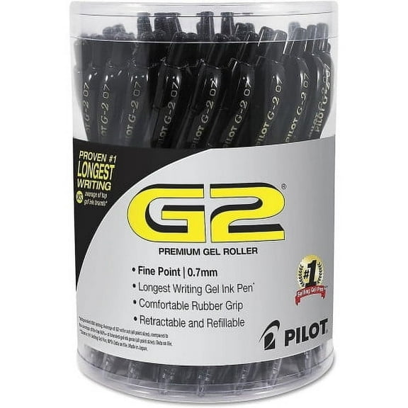 Pilot G2 Premium Gel Pen Convenience Pack, Retractable, Fine 0.7 mm, Black Ink, Black Barrel, 36/Pack