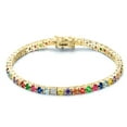 thumbnail image 2 of 14K Gold Plated Multi Colored CZ Sapphire Tennis Bracelet, Women 4MM CZ Tennis Bracelet ,men women Bracelet Gift, 2 of 4