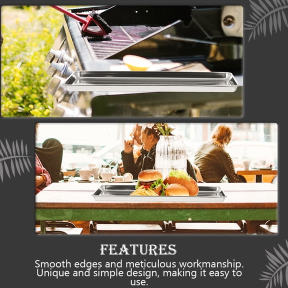 NICEXMAS Stainless Steel Rectangular Food Plate for BBQ, Picnic, Outdoor Dining and Family Gatherings