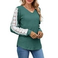 thumbnail image 4 of UVN Long Sleeve Shirts for Women Fall V Neck Lace Blouses Casual Dressy Tunic Pullover Sweaters Tops, 4 of 8