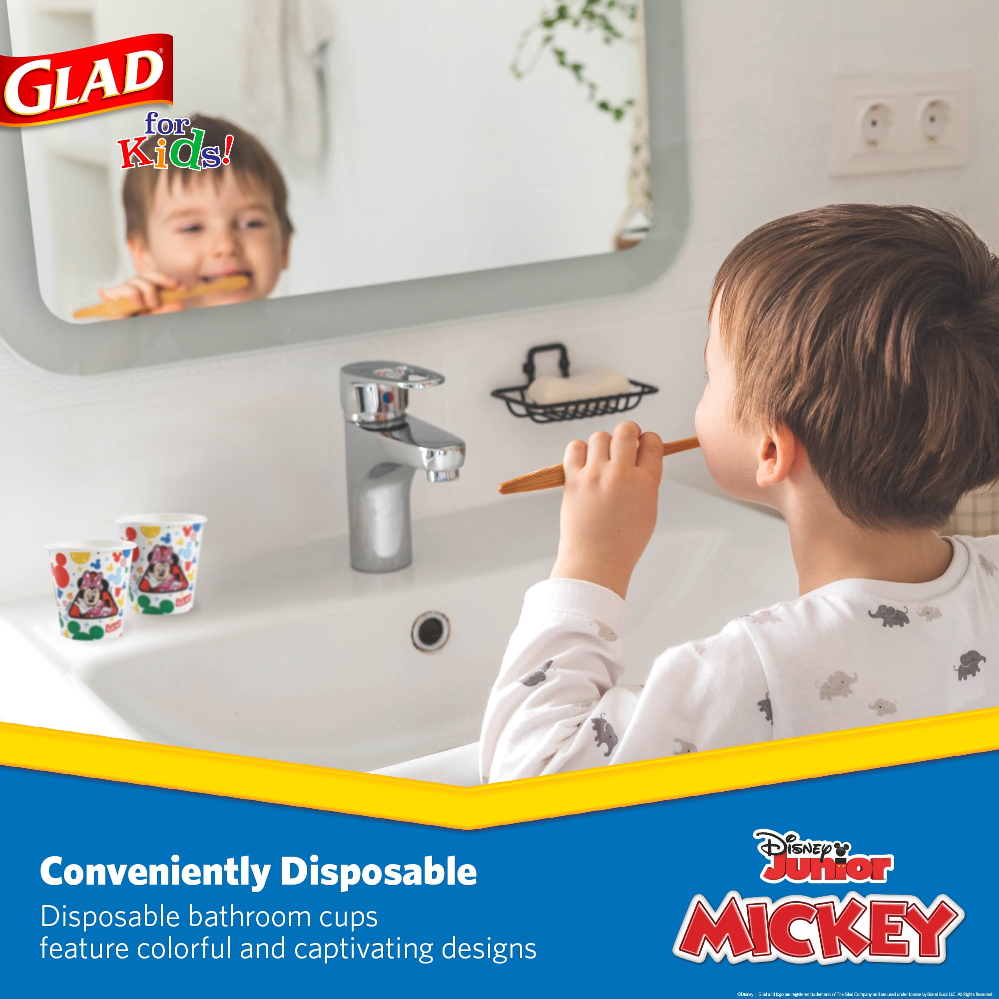 Glad For Kids Disney Mickey and Friends Mini Bath Cups, 3oz, 100 Count