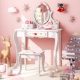 thumbnail image 2 of Gymax Coiffeuse pour Enfants Ensemble Tabouret Double Usage Miroir Rotatif Tableau Blanc 4 Marqueurs, 2 of 10