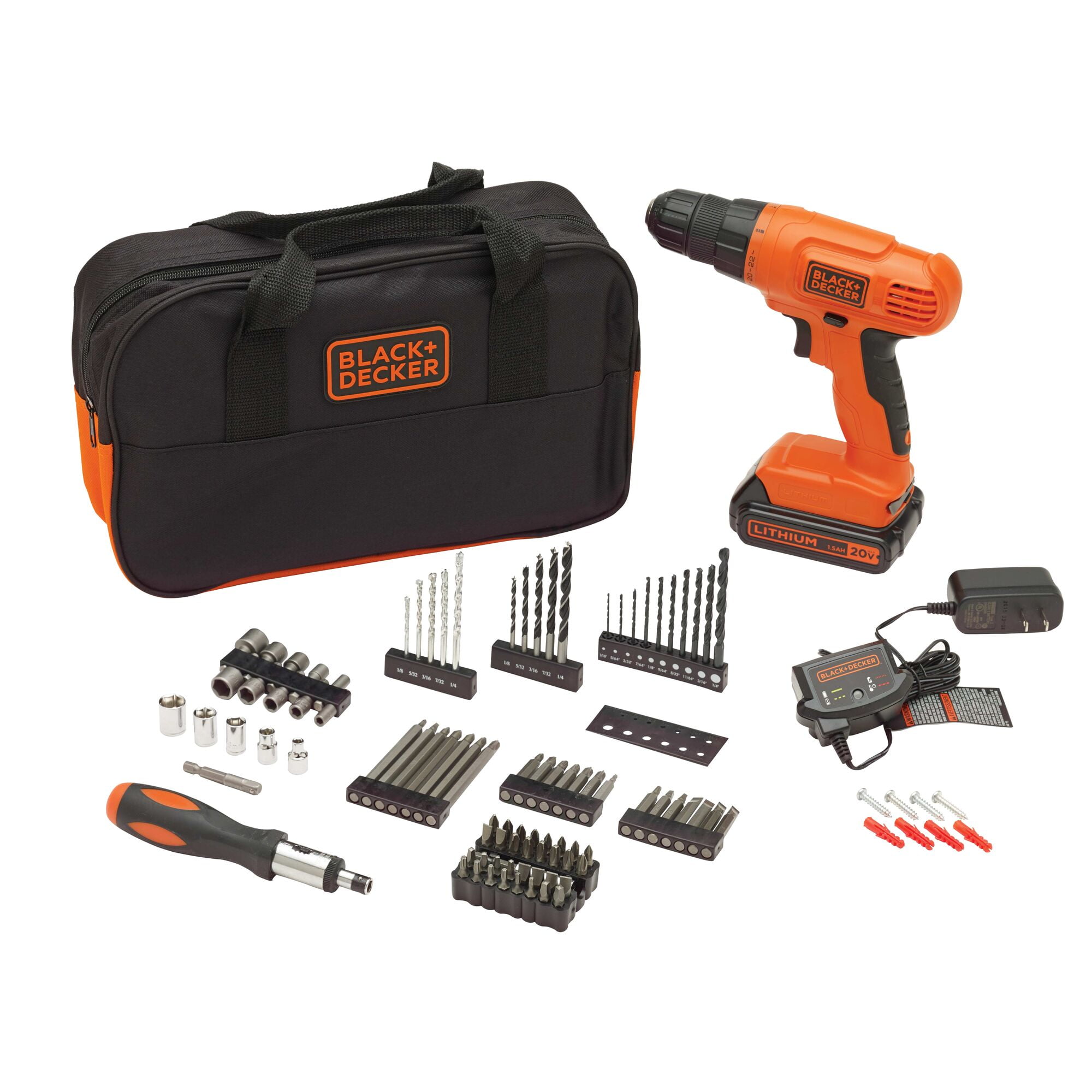 BLACK DECKER 20V MAX Cordless Drill Driver with 30pc Kit Versatile Lightweight 24 Position Clutch LD120VA Walmart