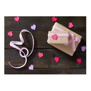 ABPHOTO Polyester 7x5ft Valentine's Day Photography Backdrop Gift Box Brown Wood Photo Booth Props