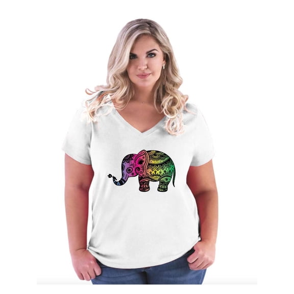 Normal is Boring - Women's Plus Size V-neck T-Shirt, up to Size 28 - Elephant