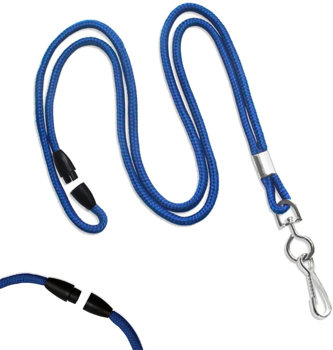 Blue VISITOR J Clip Safety Breakaway Neck Lanyard & Dual Sided ID Card Holder 