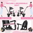 thumbnail image 4 of Qaba Triciclo para niños 4 en 1 con asiento reversible, manija de empuje de 2.8'-3.1' de altura, toldo, pasamanos, cinturón de seguridad, reposapiés de almacenamiento, embrague de freno, para niños de, 4 of 5