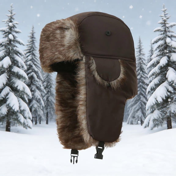 Unisex Men Women Russian Hat Trapper Bomber Warm Ear Flaps Winter Ski Hat Cap Headwear,Coffee