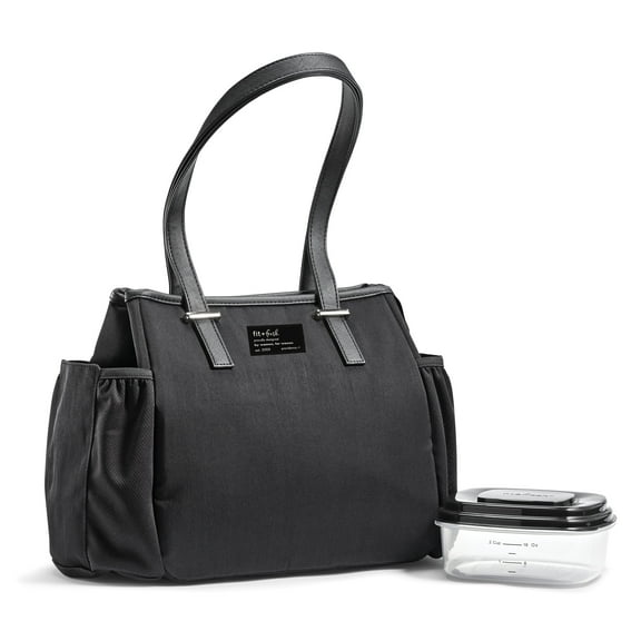 Fit Fresh Lunch Bag For Women, Insulated, Leakproof, Lunch Bag With Container, Copley Black